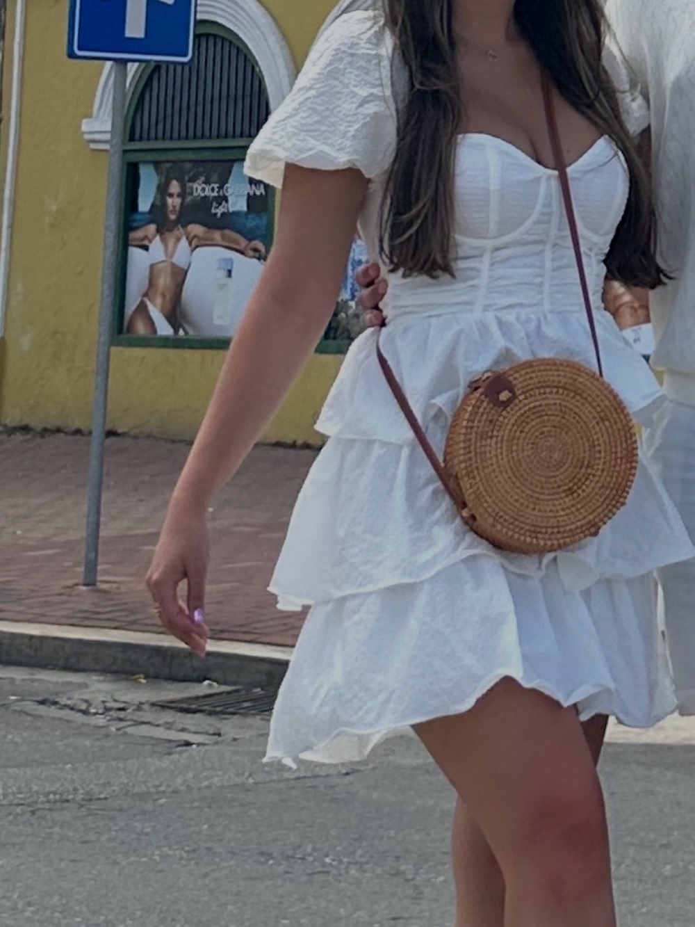 PrettyLittleThing White Tiered Puff-Sleeve Mini Dress with Sweetheart Bodice